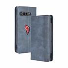 For Asus ROG Phone 3 ZS661KS  Magnetic Buckle Retro Crazy Horse Texture Horizontal Flip Leather Case  , with Holder & Card Slots & Photo Frame(Blue) - 1