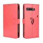 For Asus ROG Phone 3 ZS661KS Retro Crazy Horse Texture Horizontal Flip Leather Case , with Holder & Card Slots & Photo Frame(Red) - 1