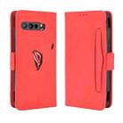 For Asus ROG Phone 3 ZS661KS Wallet Style Skin Feel Calf Pattern Leather Case ，with Separate Card Slot(Red) - 1