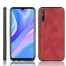 For Huawei P Smart S Shockproof Sewing Cow Pattern Skin PC + PU + TPU Case(Red) - 1