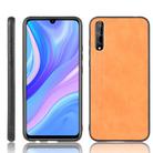 For Huawei P Smart S Shockproof Sewing Cow Pattern Skin PC + PU + TPU Case(Orange) - 1