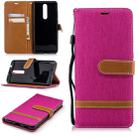 Color Matching Denim Texture Leather Case for Nokia 5.1 (2018), with Holder & Card Slots & Wallet & Lanyard(Rose Red) - 1