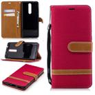 Color Matching Denim Texture Leather Case for Nokia 5.1 (2018), with Holder & Card Slots & Wallet & Lanyard(Red) - 1