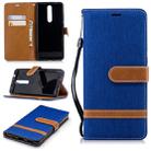 Color Matching Denim Texture Leather Case for Nokia 5.1 (2018), with Holder & Card Slots & Wallet & Lanyard(Royal Blue) - 1