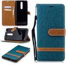 Color Matching Denim Texture Leather Case for Nokia 5.1 (2018), with Holder & Card Slots & Wallet & Lanyard(Green) - 1