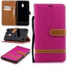 Color Matching Denim Texture Leather Case for Nokia 2.1 (2018) , with Holder & Card Slots & Wallet & Lanyard(Rose Red) - 1