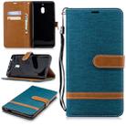 Color Matching Denim Texture Leather Case for Nokia 2.1 (2018) , with Holder & Card Slots & Wallet & Lanyard(Green) - 1