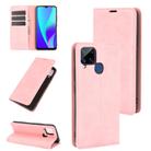 For Realme C15 Retro-skin Business Magnetic Suction Leather Case with Holder & Card Slots & Wallet(Pink) - 1