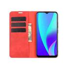 For Realme C15 Retro-skin Business Magnetic Suction Leather Case with Holder & Card Slots & Wallet(Red) - 3