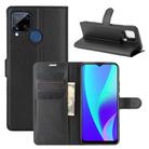 For OPPO Realme C15 Litchi Texture Horizontal Flip Protective Case with Holder & Card Slots & Wallet(Black) - 1