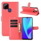 For OPPO Realme C15 Litchi Texture Horizontal Flip Protective Case with Holder & Card Slots & Wallet(Red) - 1