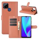 For OPPO Realme C15 Litchi Texture Horizontal Flip Protective Case with Holder & Card Slots & Wallet(Brown) - 1