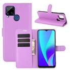 For OPPO Realme C15 Litchi Texture Horizontal Flip Protective Case with Holder & Card Slots & Wallet(Purple) - 1