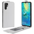 For Huawei P30 Pro R64 Texture Single Vertical Flip Leather Protective Case with Card Slots & Photo Frame(White) - 1