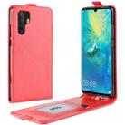 For Huawei P30 Pro R64 Texture Single Vertical Flip Leather Protective Case with Card Slots & Photo Frame(Red) - 1
