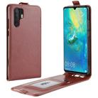 For Huawei P30 Pro R64 Texture Single Vertical Flip Leather Protective Case with Card Slots & Photo Frame(Brown) - 1