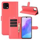 For Huawei Enjoy 20 Litchi Texture Horizontal Flip Protective Case with Holder & Card Slots & Wallet(Red) - 1