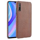 For Huawei P Smart S Shockproof Crocodile Texture PC + PU Case(Brown) - 1