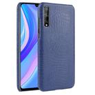 For Huawei P Smart S Shockproof Crocodile Texture PC + PU Case(Blue) - 1