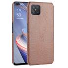 For Oppo Reno4 Z 5G/A92S Shockproof Crocodile Texture PC + PU Case(Brown) - 1