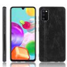 For Samsung Galaxy A41 Shockproof Sewing Cow Pattern Skin PC + PU + TPU Case(Black) - 1