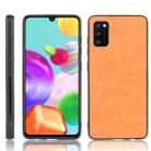For Samsung Galaxy A41 Shockproof Sewing Cow Pattern Skin PC + PU + TPU Case(Orange) - 1