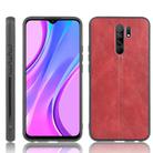 For Xiaomi Redmi 9 Shockproof Sewing Cow Pattern Skin PC + PU + TPU Case(Red) - 1