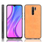 For Xiaomi Redmi 9 Shockproof Sewing Cow Pattern Skin PC + PU + TPU Case(Orange) - 1