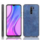 For Xiaomi Redmi 9 Shockproof Sewing Cow Pattern Skin PC + PU + TPU Case(Blue) - 1