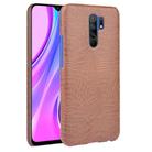 For Xiaomi Redmi 9 Shockproof Crocodile Texture PC + PU Case(Brown) - 1