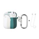 ENKAY Hat-Prince ENK-AC8002 for Apple AirPods 1 / 2 Wireless Earphone Rainbow Color TPU Protective Case with Carabiner and Anti-lost Rope(White to Green) - 1