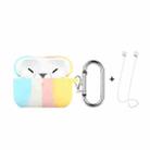 ENKAY Hat-Prince ENK-AC8102 for Apple AirPods Pro Wireless Earphone Rainbow Color TPU Protective Case with Carabiner and Anti-lost Rope(Blue White Yellow) - 1