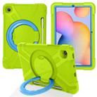 For Samsung Galaxy Tab S6 Lite P610 PC + Silicone Shockproof Combination Case with 360 Degree Rotating Holder & Handle & Pen Slot(Glass Green + Blue) - 1