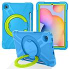 For Samsung Galaxy Tab S6 Lite P610 PC + Silicone Shockproof Combination Case with 360 Degree Rotating Holder & Handle & Pen Slot(Blue + Grass Green) - 1