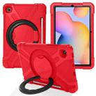 For Samsung Galaxy Tab S6 Lite P610 PC + Silicone Shockproof Combination Case with 360 Degree Rotating Holder & Handle & Pen Slot(Red + Black) - 1