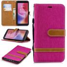 Color Matching Denim Texture Leather Case for Xiaomi Redmi 6 / 6A, with Holder & Card Slots & Wallet & Lanyard(Rose Red) - 1