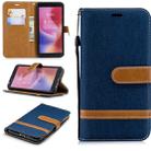 Color Matching Denim Texture Leather Case for Xiaomi Redmi 6 / 6A, with Holder & Card Slots & Wallet & Lanyard(Dark Blue) - 1