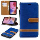 Color Matching Denim Texture Leather Case for Xiaomi Redmi 6 / 6A, with Holder & Card Slots & Wallet & Lanyard(Royal Blue) - 1