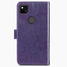 For Google Pixel 4A Four-leaf Clasp Embossed Buckle Mobile Phone Protection Leather Case with Lanyard & Card Slot & Wallet & Bracket Function(Purple) - 3