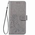 For Google Pixel 4A Four-leaf Clasp Embossed Buckle Mobile Phone Protection Leather Case with Lanyard & Card Slot & Wallet & Bracket Function(Grey) - 2