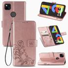 For Google Pixel 4A Four-leaf Clasp Embossed Buckle Mobile Phone Protection Leather Case with Lanyard & Card Slot & Wallet & Bracket Function(Rose Gold) - 1