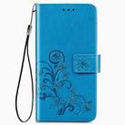 For Google Pixel 4A Four-leaf Clasp Embossed Buckle Mobile Phone Protection Leather Case with Lanyard & Card Slot & Wallet & Bracket Function(Blue) - 2