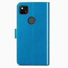 For Google Pixel 4A Four-leaf Clasp Embossed Buckle Mobile Phone Protection Leather Case with Lanyard & Card Slot & Wallet & Bracket Function(Blue) - 3