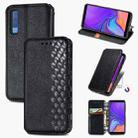 For Samsung Galaxy A7 (2018) Cubic Grid Pressed Horizontal Flip Magnetic Leather Case with Holder & Card Slots & Wallet(Black) - 1