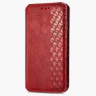 For Samsung Galaxy A7 (2018) Cubic Grid Pressed Horizontal Flip Magnetic Leather Case with Holder & Card Slots & Wallet(Red) - 2