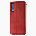 For Samsung Galaxy A7 (2018) Cubic Grid Pressed Horizontal Flip Magnetic Leather Case with Holder & Card Slots & Wallet(Red) - 3