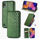 For Samsung Galaxy A10 Cubic Grid Pressed Horizontal Flip Magnetic Leather Case with Holder & Card Slots & Wallet(Green) - 1