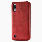 For Samsung Galaxy A10 Cubic Grid Pressed Horizontal Flip Magnetic Leather Case with Holder & Card Slots & Wallet(Red) - 3