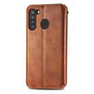 For Samsung Galaxy A21 (US Version) Cubic Grid Pressed Horizontal Flip Magnetic Leather Case with Holder & Card Slots & Wallet(Brown) - 3