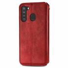 For Samsung Galaxy A21 (US Version) Cubic Grid Pressed Horizontal Flip Magnetic Leather Case with Holder & Card Slots & Wallet(Red) - 3